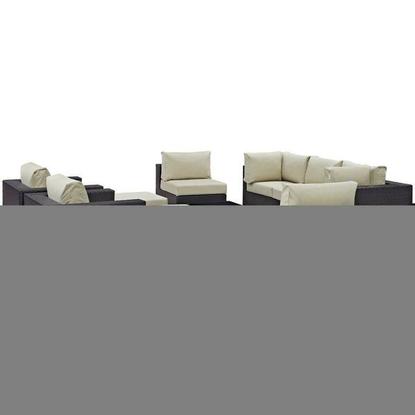 Modway Furniture Convene Outdoor Patio Sectional Set, Espresso Beige, 10Pk EEI-2169-EXP-BEI-SET